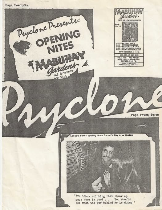 Psyclone flyer with LaRue at Mabuhay Gardens